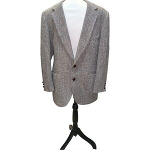 Vintage Harris tweed 100% Scottish wool Tan Herringbone sport blazer jacket